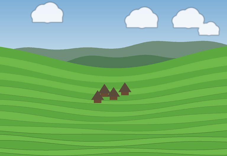 Green rice terraces and Ifugao huts in the mountains
